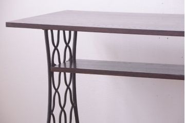 アンティーク家具　シンガーミシン オーク材天板!アンティークの鉄脚テーブル(ミシンテーブル、ミシン台)(2)