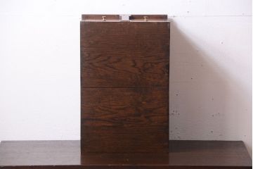 アンティーク家具　イギリスアンティーク　オーク材の小引き出し(鍵付き)
