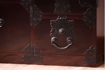 アンティーク家具　古民具・骨董　明治期　前面欅材!アンティーク仙台箪笥