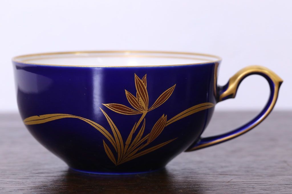 アンティーク雑貨　中古　香蘭社　ルリ(瑠璃)　蘭　カップ&ソーサー6客セット(洋食器)