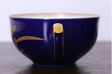 アンティーク雑貨　中古　香蘭社　ルリ(瑠璃)　蘭　カップ&ソーサー6客セット(洋食器)