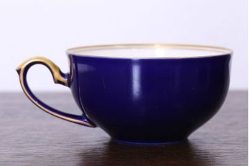 アンティーク雑貨　中古　香蘭社　ルリ(瑠璃)　蘭　カップ&ソーサー6客セット(洋食器)