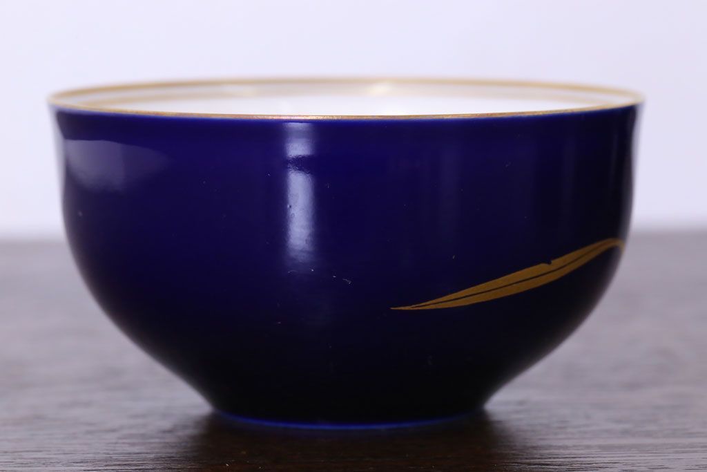 アンティーク雑貨　中古　香蘭社　ルリ(瑠璃)　蘭　カップ&ソーサー6客セット(洋食器)