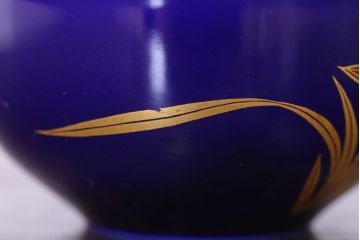 アンティーク雑貨　中古　香蘭社　ルリ(瑠璃)　蘭　カップ&ソーサー6客セット(洋食器)