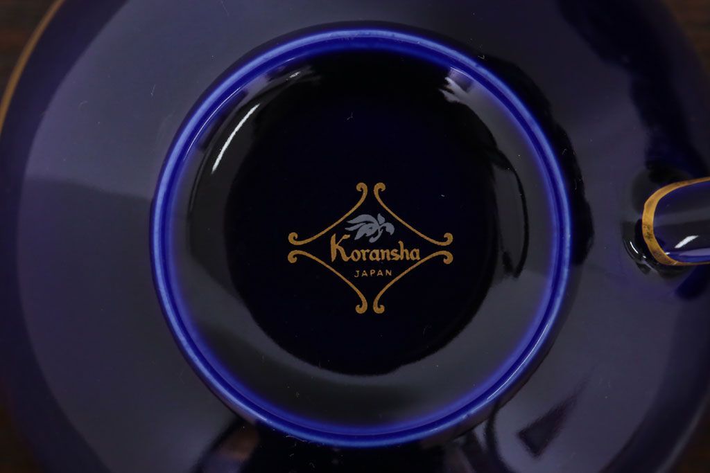 アンティーク雑貨　中古　香蘭社　ルリ(瑠璃)　蘭　カップ&ソーサー6客セット(洋食器)