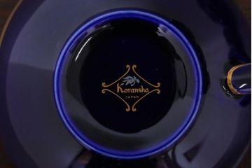 アンティーク雑貨　中古　香蘭社　ルリ(瑠璃)　蘭　カップ&ソーサー6客セット(洋食器)