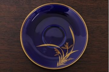 アンティーク雑貨　中古　香蘭社　ルリ(瑠璃)　蘭　カップ&ソーサー6客セット(洋食器)