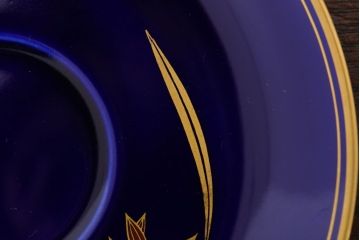 アンティーク雑貨　中古　香蘭社　ルリ(瑠璃)　蘭　カップ&ソーサー6客セット(洋食器)