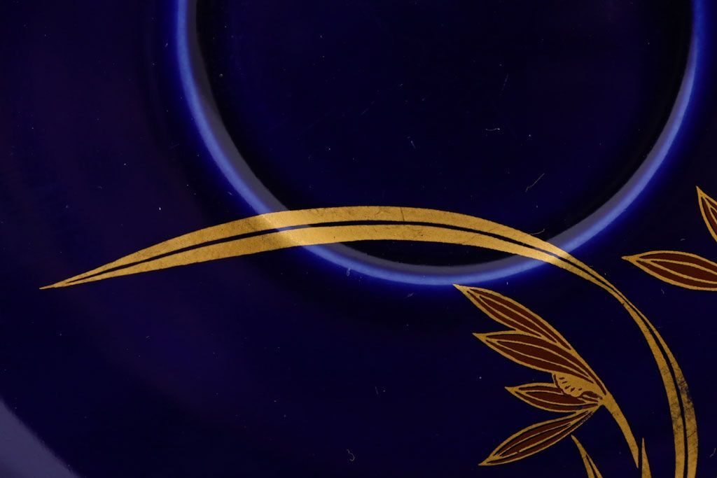 アンティーク雑貨　中古　香蘭社　ルリ(瑠璃)　蘭　カップ&ソーサー6客セット(洋食器)