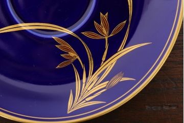 アンティーク雑貨　中古　香蘭社　ルリ(瑠璃)　蘭　カップ&ソーサー6客セット(洋食器)