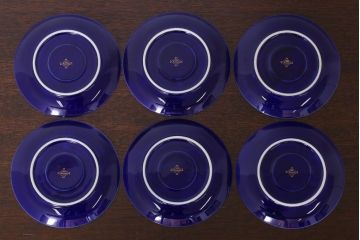 アンティーク雑貨　中古　香蘭社　ルリ(瑠璃)　蘭　カップ&ソーサー6客セット(洋食器)