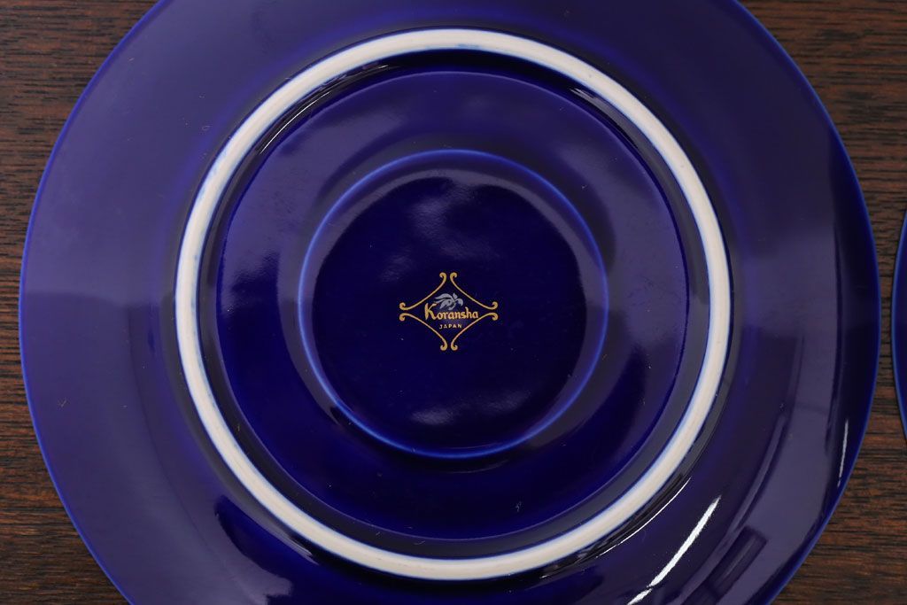 アンティーク雑貨　中古　香蘭社　ルリ(瑠璃)　蘭　カップ&ソーサー6客セット(洋食器)