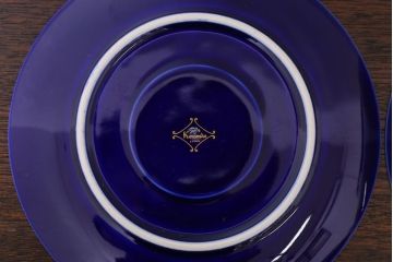 アンティーク雑貨　中古　香蘭社　ルリ(瑠璃)　蘭　カップ&ソーサー6客セット(洋食器)