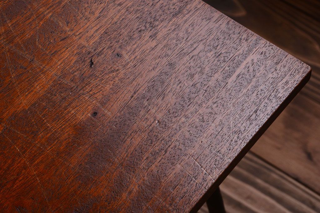 アンティーク家具　シンプルな鉄脚サイドテーブル(3)