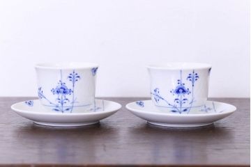 アンティーク雑貨　中古　ロイヤルコペンハーゲン　ブルーパルメッテ　ペアティーセット(湯呑み)