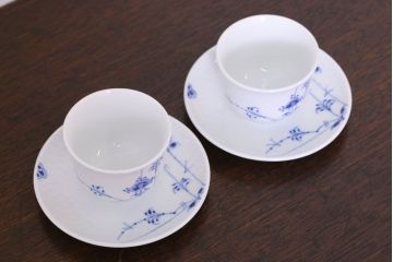 アンティーク雑貨　中古　ロイヤルコペンハーゲン　ブルーパルメッテ　ペアティーセット(湯呑み)