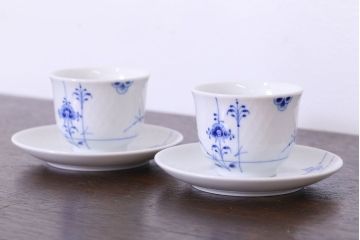 アンティーク雑貨　中古　ロイヤルコペンハーゲン　ブルーパルメッテ　ペアティーセット(湯呑み)