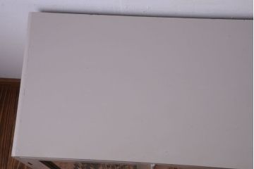 アンティーク家具　引き出し付き!モールガラス入りのおしゃれなペイント収納棚