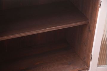 アンティーク家具　引き出し付き!モールガラス入りのおしゃれなペイント収納棚