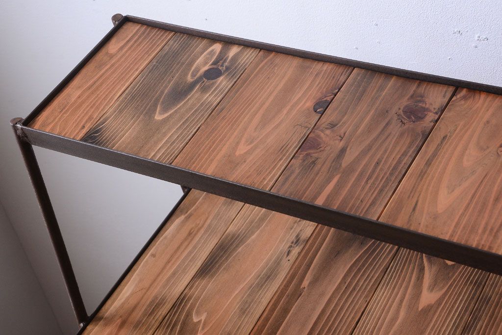 ラフジュ工房オリジナル アイアンフレームの台形ディスプレイラック