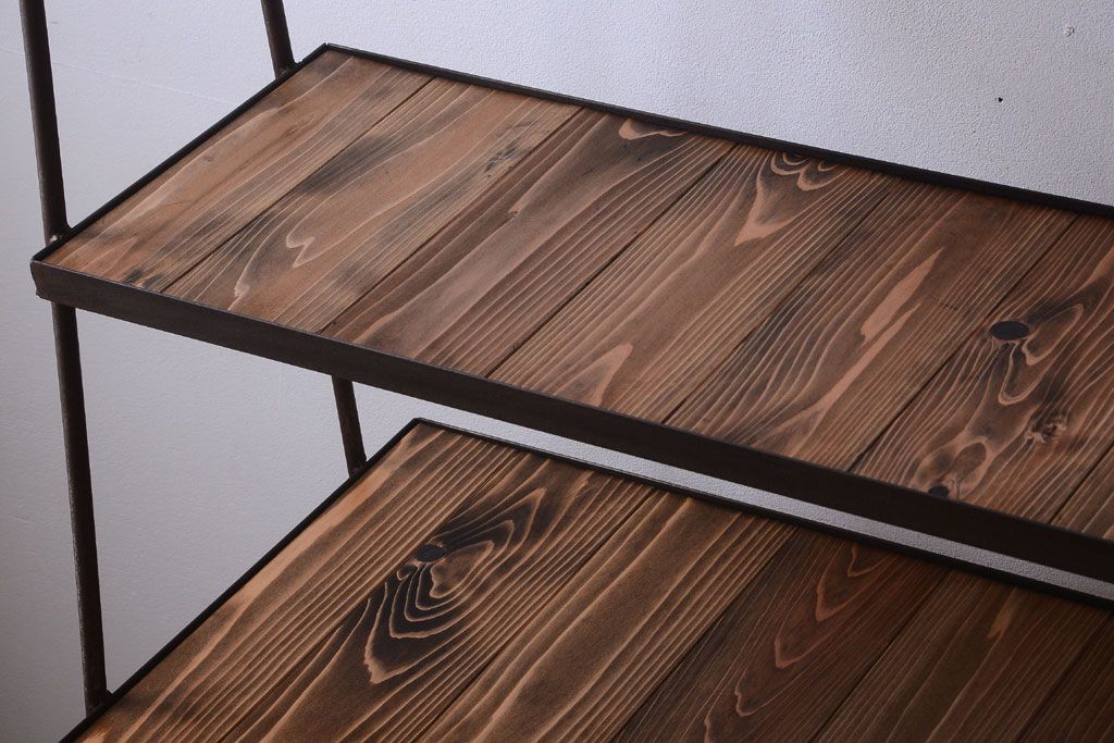 ラフジュ工房オリジナル アイアンフレームの台形ディスプレイラック