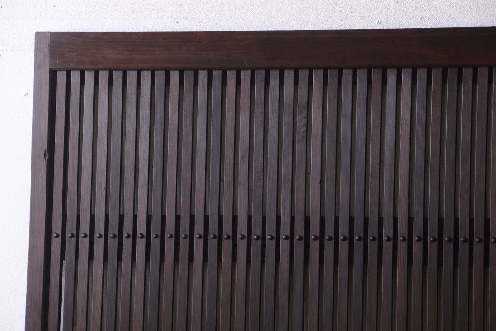 明治大正期　古民具・骨董　幅広!裏ガラス入り格子戸2枚セット