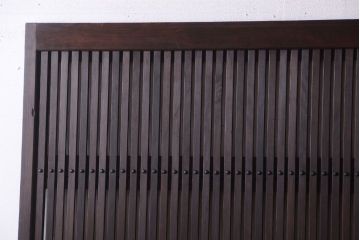 明治大正期　古民具・骨董　幅広!裏ガラス入り格子戸2枚セット