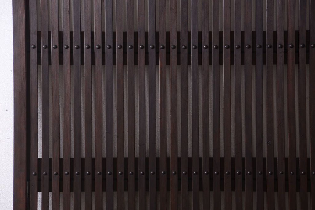 明治大正期　古民具・骨董　幅広!裏ガラス入り格子戸2枚セット