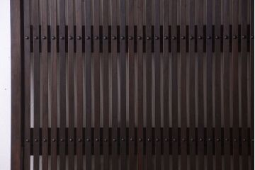 明治大正期　古民具・骨董　幅広!裏ガラス入り格子戸2枚セット