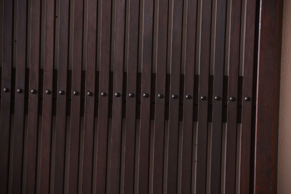 明治大正期　古民具・骨董　幅広!裏ガラス入り格子戸2枚セット