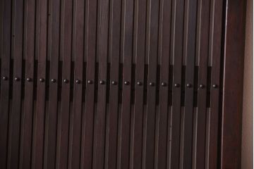 明治大正期　古民具・骨董　幅広!裏ガラス入り格子戸2枚セット