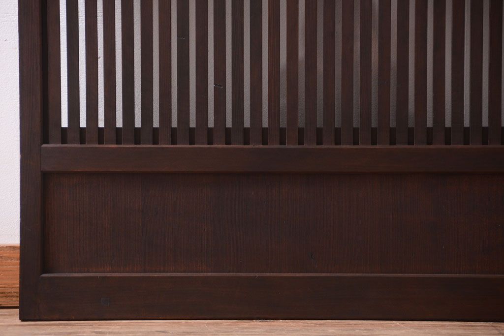 明治大正期　古民具・骨董　幅広!裏ガラス入り格子戸2枚セット