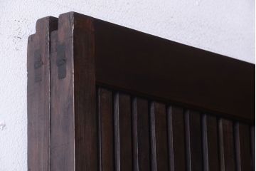 明治大正期　古民具・骨董　幅広!裏ガラス入り格子戸2枚セット