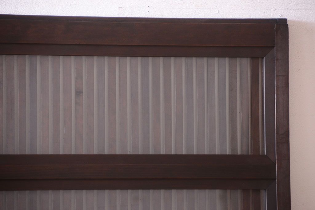 明治大正期　古民具・骨董　幅広!裏ガラス入り格子戸2枚セット