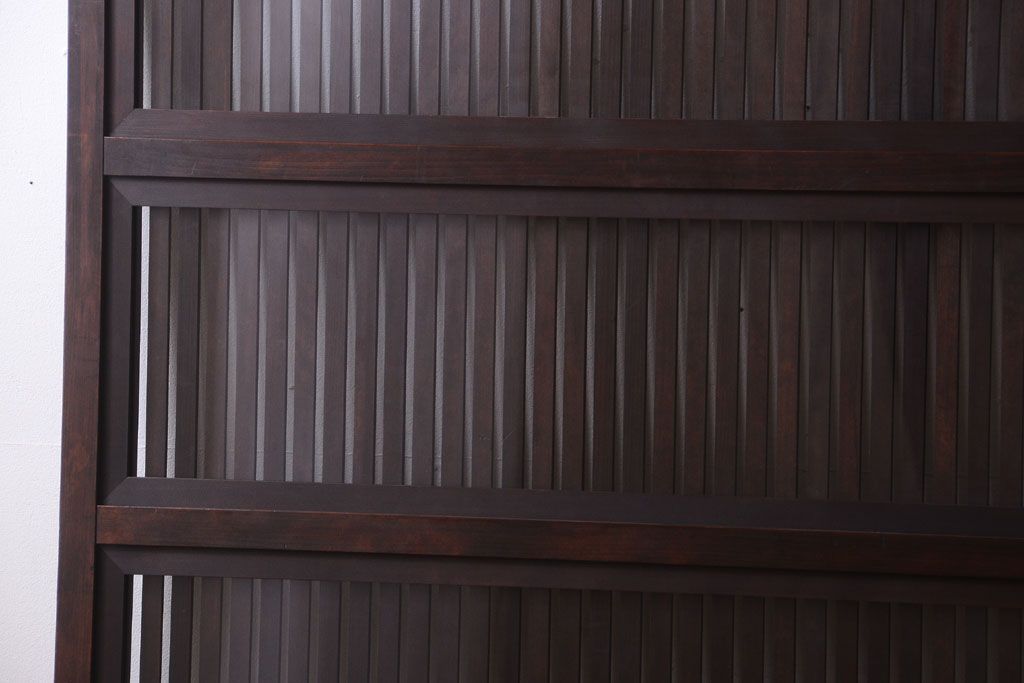 明治大正期　古民具・骨董　幅広!裏ガラス入り格子戸2枚セット