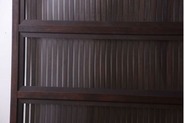 明治大正期　古民具・骨董　幅広!裏ガラス入り格子戸2枚セット