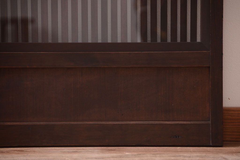 明治大正期　古民具・骨董　幅広!裏ガラス入り格子戸2枚セット