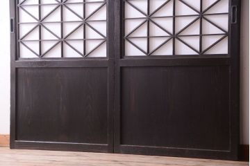 古民具・骨董　和モダンスタイル!古い木の上品な障子戸2枚セット(帯戸、玄関戸)