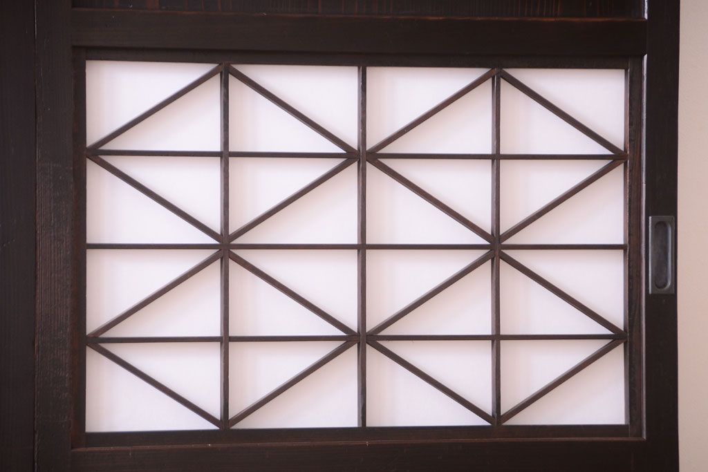 古民具・骨董　和モダンスタイル!古い木の上品な障子戸2枚セット(帯戸、玄関戸)