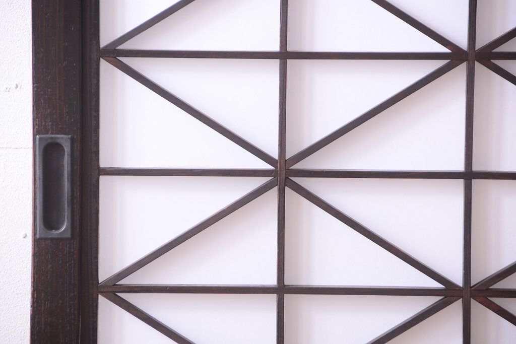 古民具・骨董　和モダンスタイル!古い木の上品な障子戸2枚セット(帯戸、玄関戸)