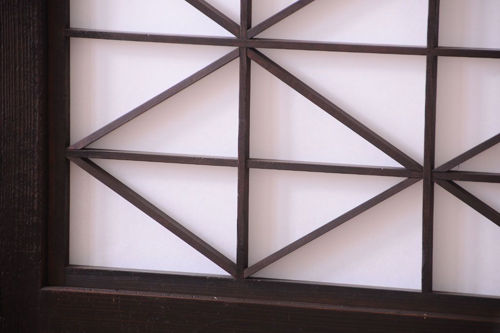 古民具・骨董　和モダンスタイル!古い木の上品な障子戸2枚セット(帯戸、玄関戸)