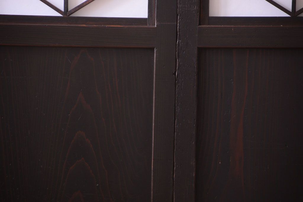 古民具・骨董　和モダンスタイル!古い木の上品な障子戸2枚セット(帯戸、玄関戸)