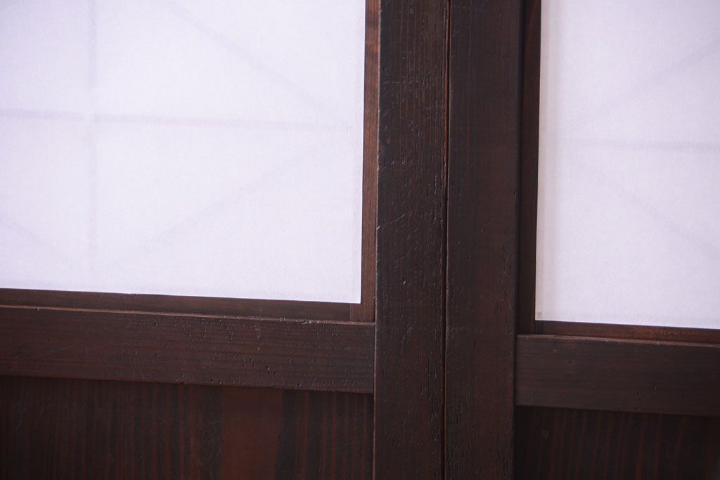 古民具・骨董　和モダンスタイル!古い木の上品な障子戸2枚セット(帯戸、玄関戸)