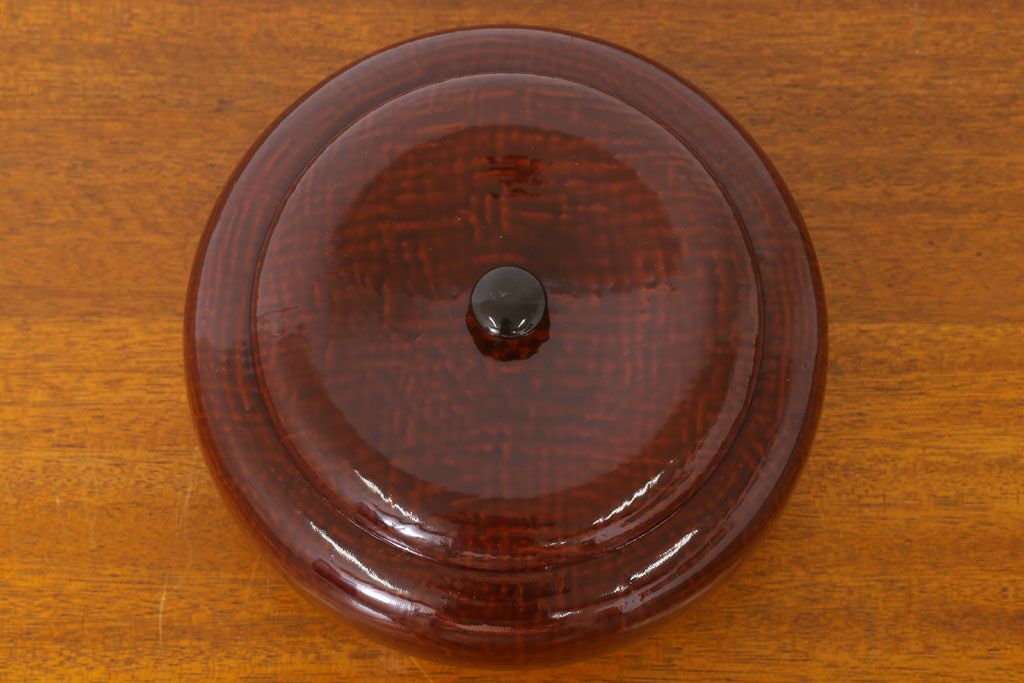 アンティーク雑貨　大正昭和期　古い木製の漆塗菓子鉢(大平)