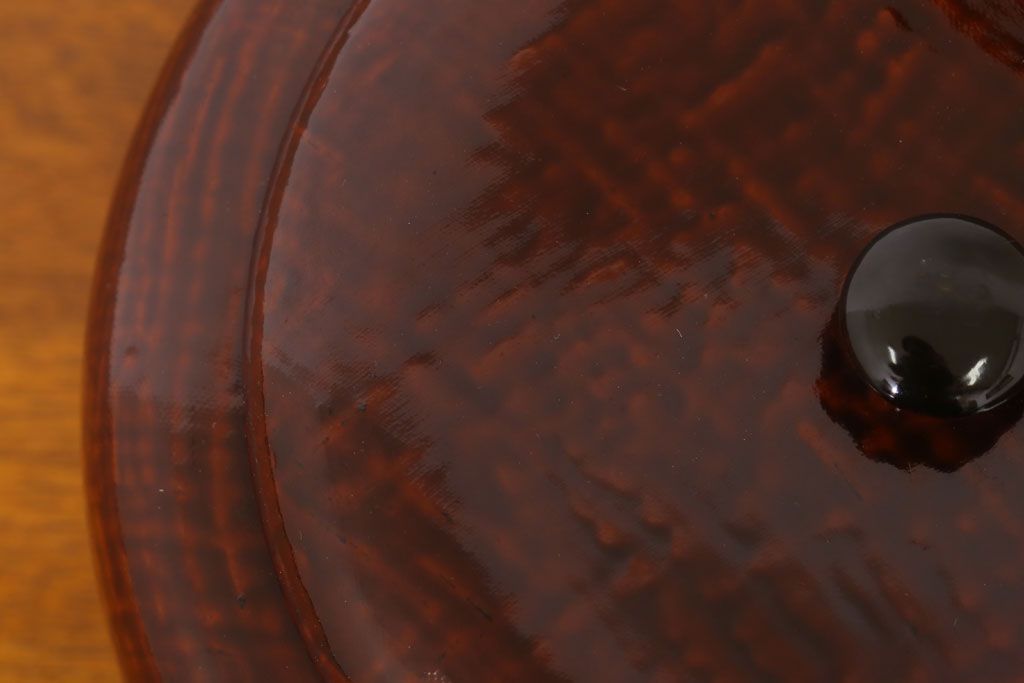 アンティーク雑貨　大正昭和期　古い木製の漆塗菓子鉢(大平)