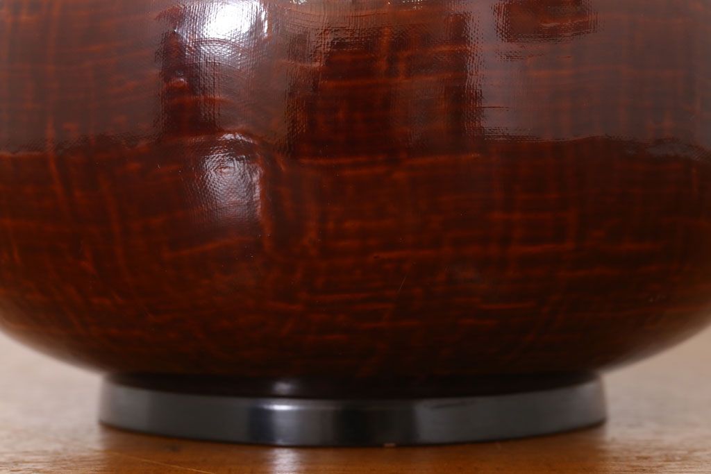 アンティーク雑貨　大正昭和期　古い木製の漆塗菓子鉢(大平)