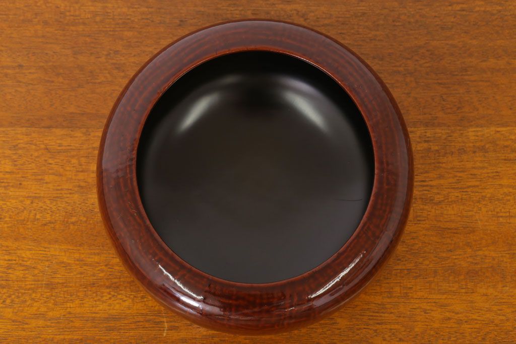 アンティーク雑貨　大正昭和期　古い木製の漆塗菓子鉢(大平)