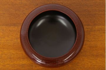 アンティーク雑貨　大正昭和期　古い木製の漆塗菓子鉢(大平)