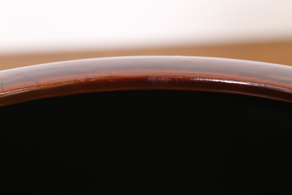 アンティーク雑貨　大正昭和期　古い木製の漆塗菓子鉢(大平)