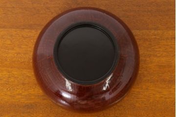 アンティーク雑貨　大正昭和期　古い木製の漆塗菓子鉢(大平)